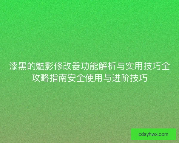 漆黑的魅影修改器功能解析与实用技巧全攻略指南安全使用与进阶技巧