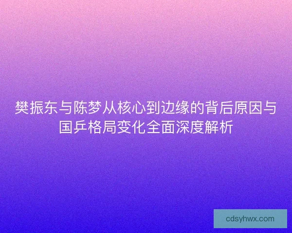 樊振东与陈梦从核心到边缘的背后原因与国乒格局变化全面深度解析 樊振东与陈梦从核心到边缘的背后原因与国乒格局变化全面深度解析