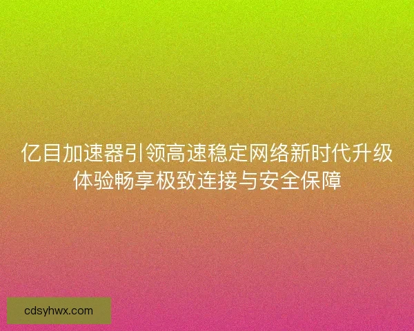 亿目加速器引领高速稳定网络新时代升级体验畅享极致连接与安全保障 亿目加速器引领高速稳定网络新时代升级体验畅享极致连接与安全保障